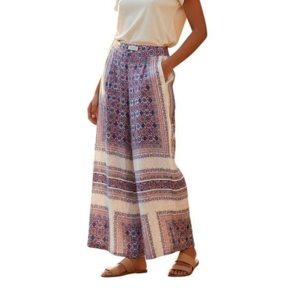 Elevenses Anthropologie Wide Leg Boho Pants Size 2